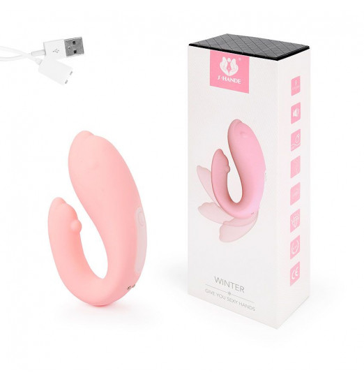 Нежно-розовый вибромассажер для пар WINTER Нежно-розовый вибромассажер для пар WINTER