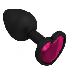 Черная силиконовая пробка с малиновым кристаллом - 7,3 см.