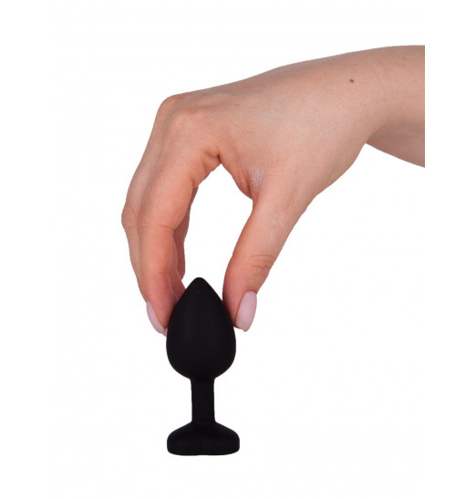 Черная силиконовая пробка с малиновым кристаллом - 7,3 см. Черная силиконовая пробка с малиновым кристаллом - 7,3 см.