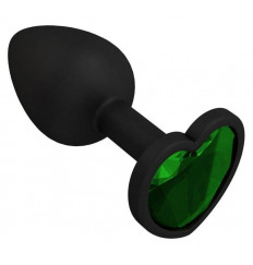 Черная силиконовая пробка с зеленым кристаллом - 7,3 см.