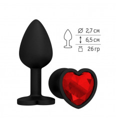 Черная силиконовая пробка с красным кристаллом - 7,3 см.