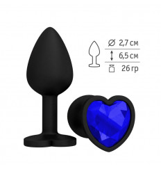 Черная силиконовая пробка с синим кристаллом - 7,3 см.