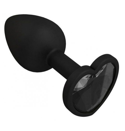 Черная силиконовая пробка с черным кристаллом - 7,3 см.