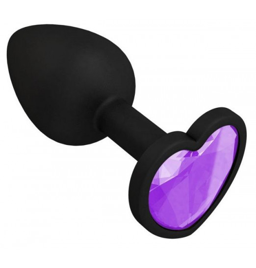 Черная силиконовая пробка с лиловым кристаллом - 7,3 см.