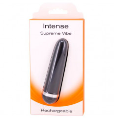 Черная перезаряжаемая вибропуля INTENSE SUPREME VIBE - 9,5 см.