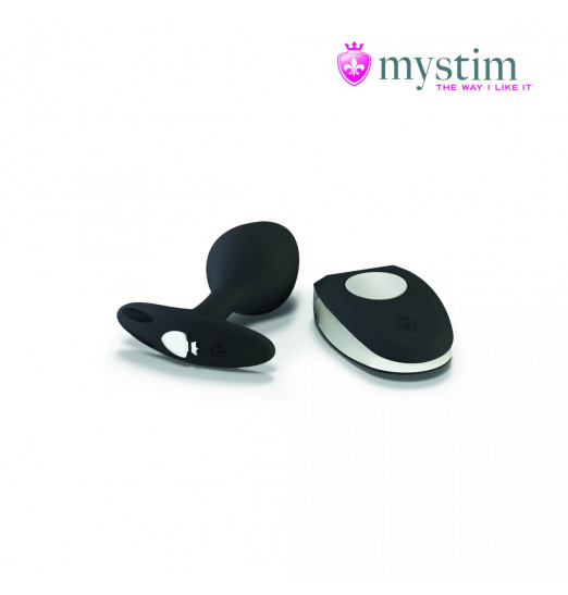 Черная пробка Mystim Rocking Vibe S с возможностью подключения к электростимулятору - 9,7 см.