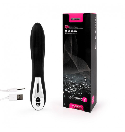 Черный вибромассажер с 12 режимами вибрации - 23 см.