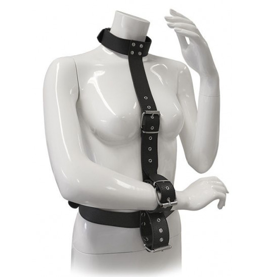 Чёрный комплект для фиксация рук RESTRAINT BODY HARNESS WITH COLLAR