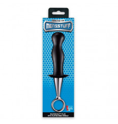 Чёрный анальный плаг PLUG WITH PLATED HANDLE