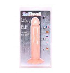 Телесный фаллоимитатор на присоске SO REAL 9INCH VEINY DONG - 22 см.