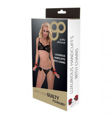 Красно-чёрные наручники на металлической цепочке