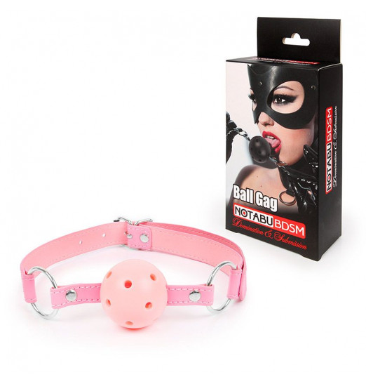 Розовый кляп-шарик на регулируемом ремешке с кольцами Розовый кляп-шарик на регулируемом ремешке с кольцами