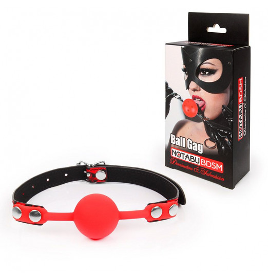 Красный кляп-шарик с черным регулируемым ремешком Красный кляп-шарик с черным регулируемым ремешком