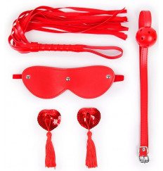 Пикантный набор БДСМ из 4 предметов в красном цвете