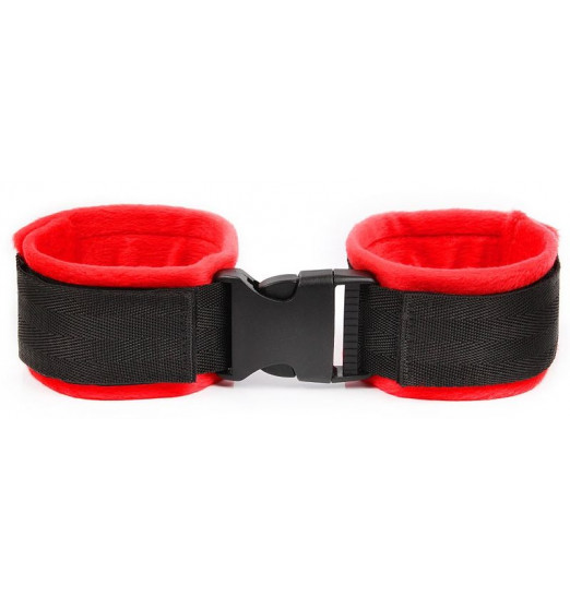 Красно-черные мягкие оковы на липучке
