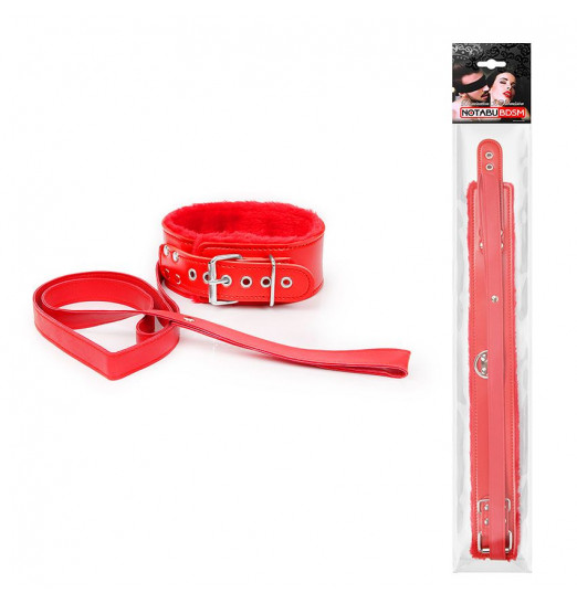 Красный ошейник на поводке с ручкой-петлей