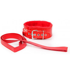 Красный ошейник на поводке с ручкой-петлей