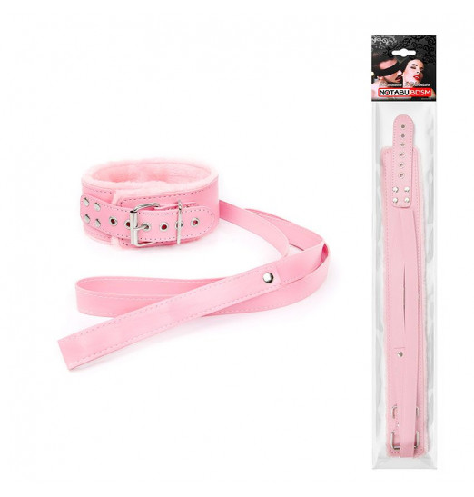 Розовый ошейник на поводке с ручкой-петлей