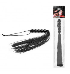 Черная многохвостая плеть с рукоятью-шариками - 35 см.