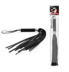 Черная многохвостая плеть с круглой ручкой - 44 см.