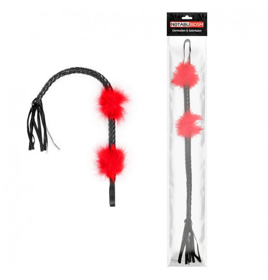 Черная плеть с красными вставками-перьями - 66 см.