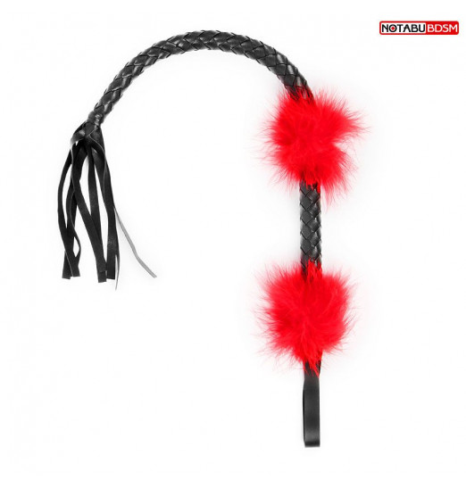Черная плеть с красными вставками-перьями - 66 см.
