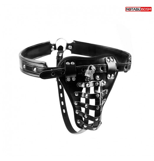 Черный мужской пояс верности NOTABU на замочке