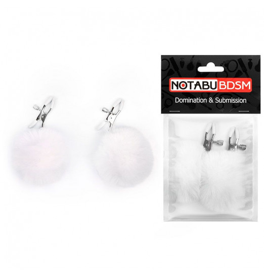Зажимы для сосков с белым пушком