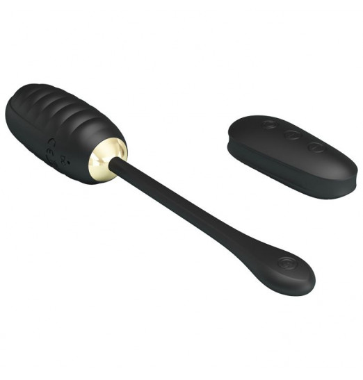 Чёрное виброяйцо с ребристой поверхностью Royal Pleasure