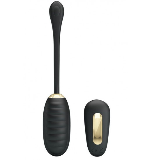 Чёрное виброяйцо с ребристой поверхностью Royal Pleasure