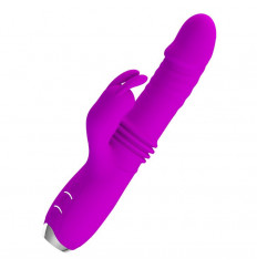 Лиловый вибратор Dorothy с функцией поступательных движений - 19,7 см.