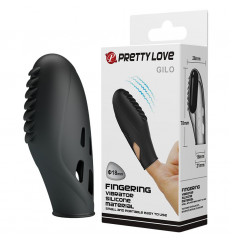 Черная вибронасадка на палец с мини-язычками Gilo