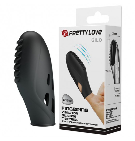 Черная вибронасадка на палец с мини-язычками Gilo