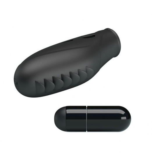 Черная вибронасадка на палец с мини-язычками Gilo