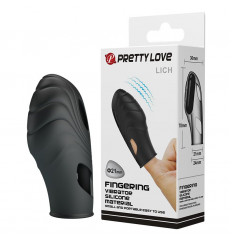 Черная рельефная вибронасадка на палец Lich