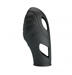 Черная рельефная вибронасадка на палец Lich