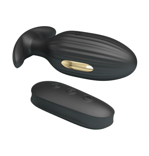 Черная анальная вибропробка с электростимуляцией и пультом ДУ Royal Pleasure - 9,2 см. Черная анальная вибропробка с электростимуляцией и пультом ДУ Royal Pleasure - 9,2 см.