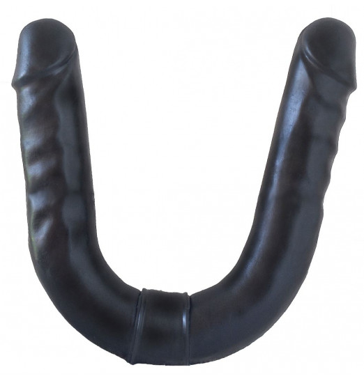 Черный двусторонний фаллоимитатор - 44 см.