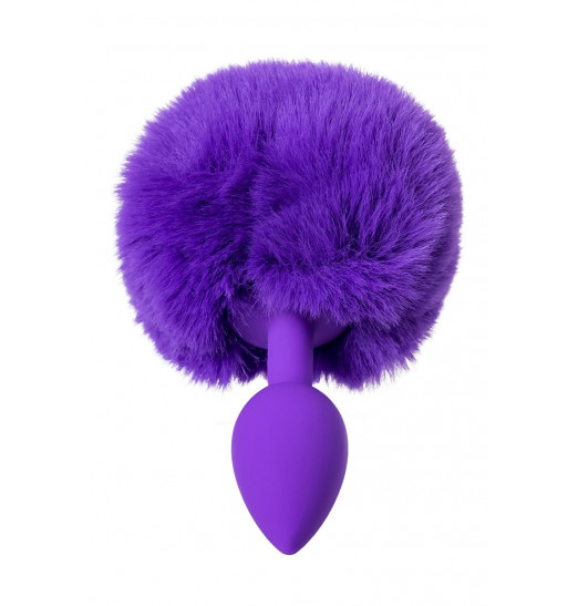 Фиолетовая анальная втулка Sweet bunny с фиолетовым пушистым хвостиком