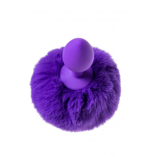 Фиолетовая анальная втулка Sweet bunny с фиолетовым пушистым хвостиком