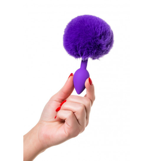 Фиолетовая анальная втулка Sweet bunny с фиолетовым пушистым хвостиком