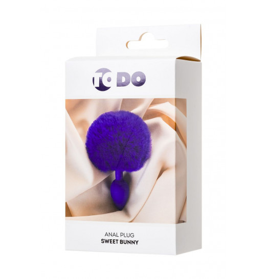 Фиолетовая анальная втулка Sweet bunny с фиолетовым пушистым хвостиком