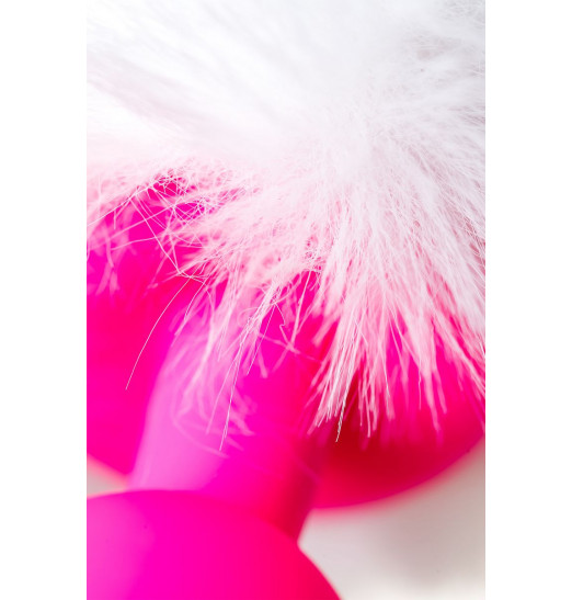 Розовая анальная втулка Sweet bunny с белым пушистым хвостиком