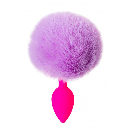 Розовая анальная втулка Sweet bunny с сиреневым пушистым хвостиком
