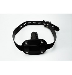 Черный кляп-фаллос на ремне с замком