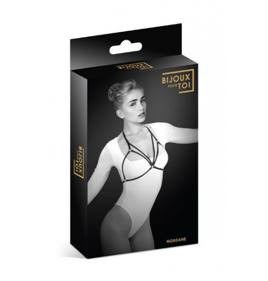 Черная упряжь на грудь Morgane