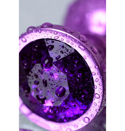 Фиолетовый анальный плаг с кристаллом фиолетового цвета - 8,2 см.