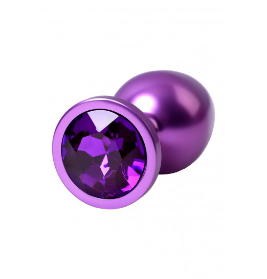Фиолетовый анальный плаг с кристаллом фиолетового цвета - 8,2 см.