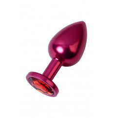 Красный анальный плаг с кристаллом красного цвета - 8,2 см.