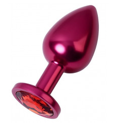 Красный анальный плаг с кристаллом красного цвета - 8,2 см.